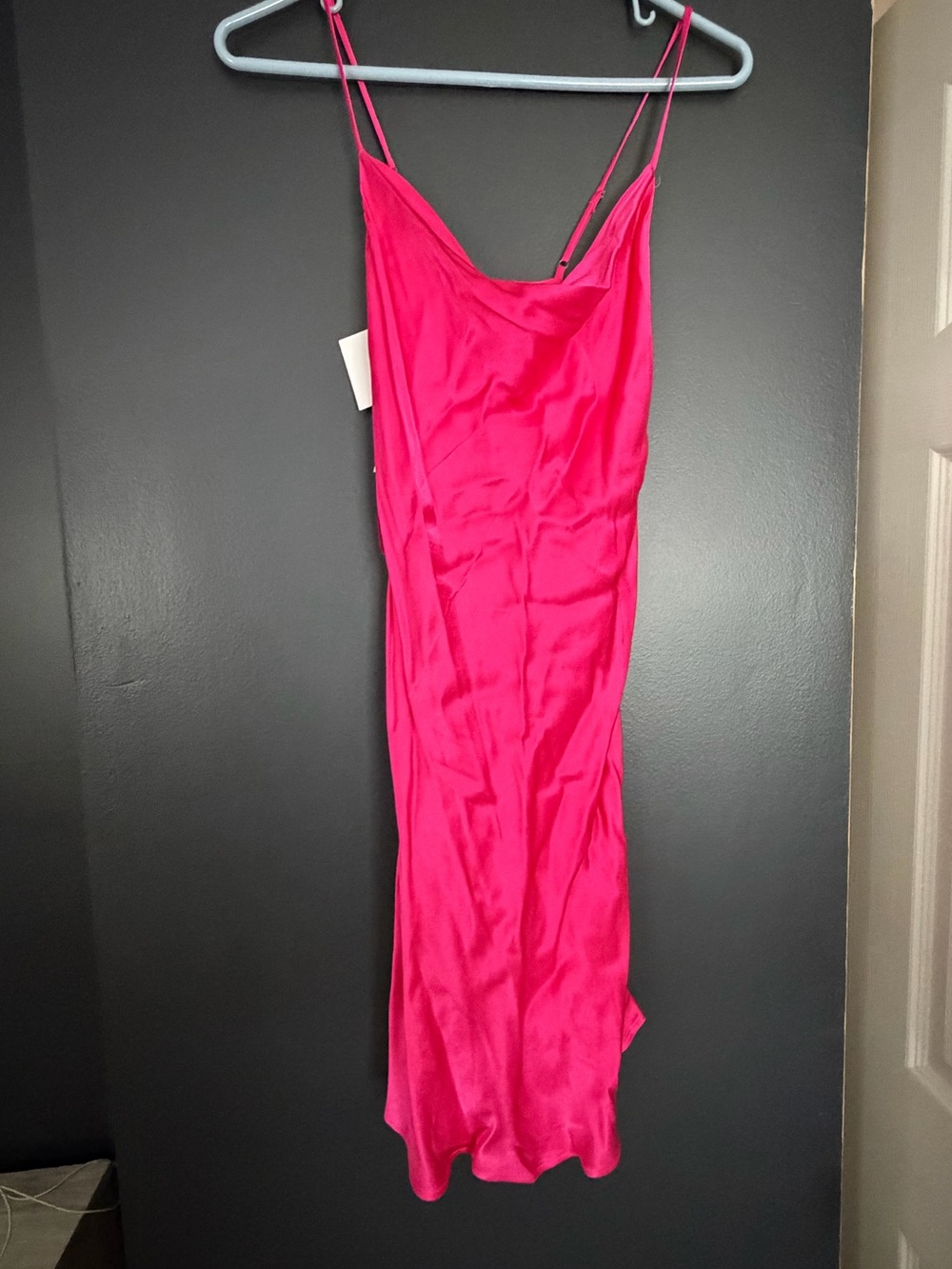 Hot Pink Slip Dress with Cowl Neck
